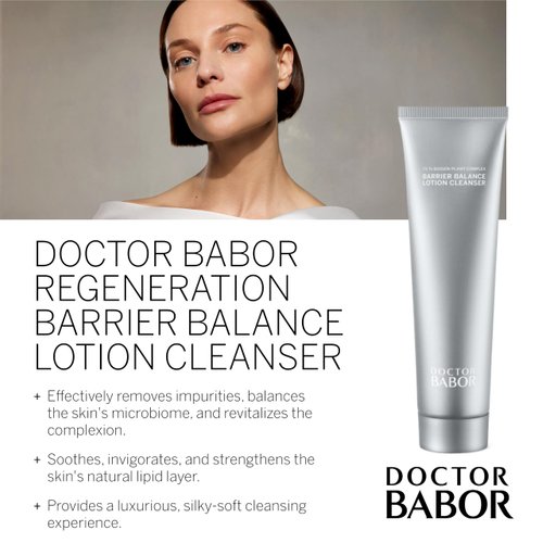 BABOR DOCTOR Regeneration Barrier Balance Lotion Cleanser, Gentle Daily Facial Cleanser, Cleanse and Balance the Skin, Strengthen and Revitalize Complexion, Hydrated Radiant Skin, 5.07 oz