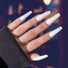 Florry Coffin Extra Long Fake Nails Ballerina Press on Nails Matte Acrylic Nails for Women and Girls 24Pcs (White)
