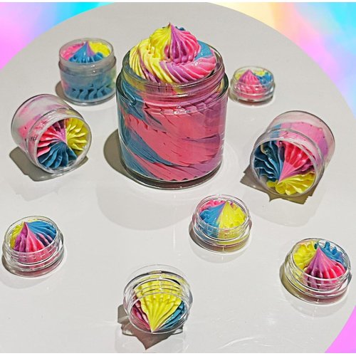 ByRawand Handmade Emulsified Whipped Body butter with Shea & Cocoa butter based with natural oils - non greasy, moisturizing (Blend of colors (Candy))