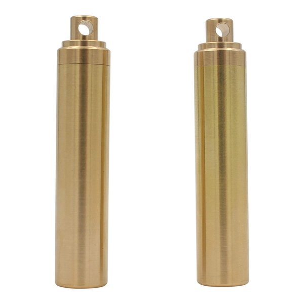 Real Sic 2-Inch Keychain Pill Holder 2-Pack, Discreet Waterproof Medicine, Medication Container Key Ring - Premium Brass Case with Convenient Top & Bottom Open Design for Camping, Festivals, Outdoors