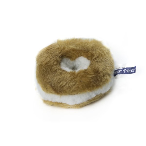 Copa Judaica Chewish Treat 4-Inch Diameter Bagel Cream Cheese Squeaker Plush Dog Toy, Small