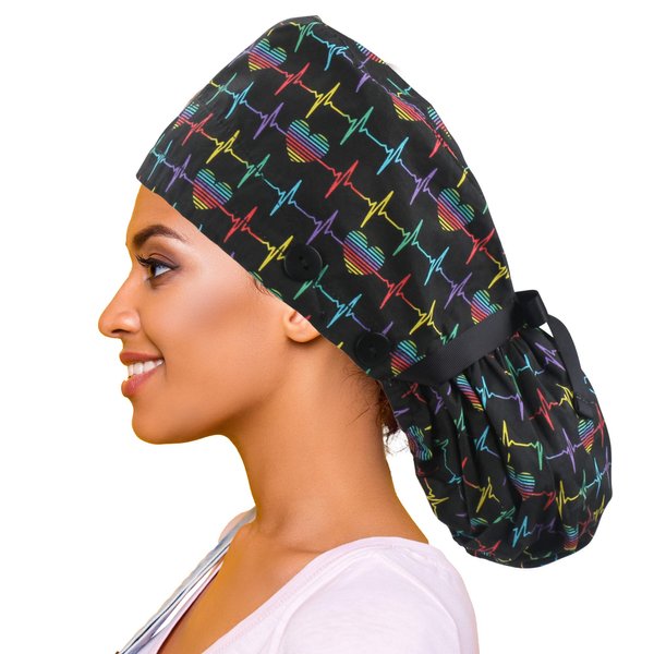 ABAMERICA Ponytail Scrub Caps for Women-Surgical Caps Nurse Hat with Functional Ponytail Holder for Long Hair Choose from Many Colors,Single or Satin-Lined
