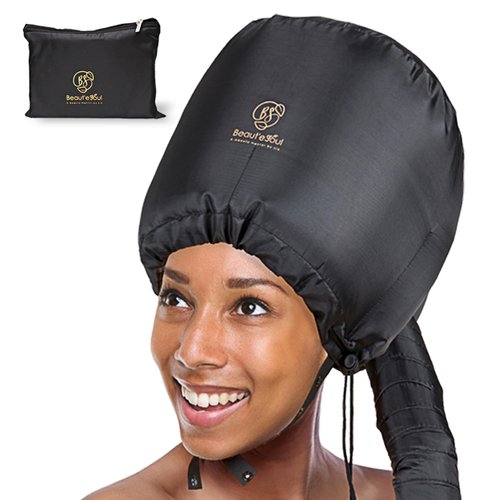 BEAUT'E SEOUL Soft Bonnet Hair Dryer Attachment - Upgraded Adjustable & Large Hood for Hand Held Dryers - Soft Blow Dryer Caps for Natural Curly Textured Hair Styling, Deep Conditioning & Fast Drying