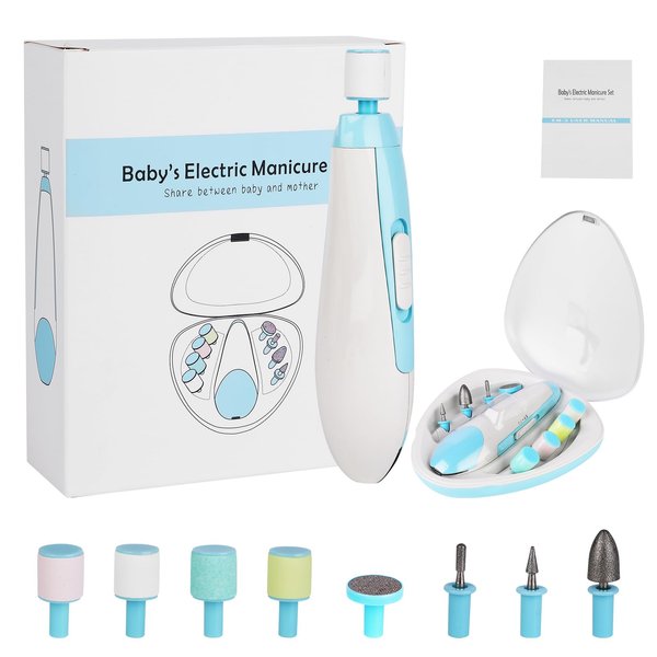 Baby Nail Trimmer Electric - 8 in 1 Rechargeable Baby Nail Filer with Led Light Trim and Polish Set for Newborn Baby Infant Toddler Kids Fingernails Care 8 Grinding Heads