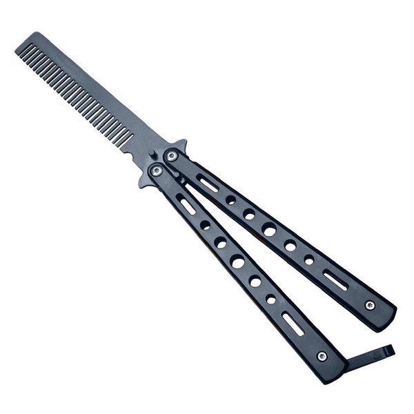Harlorki Sport Indoor Outdoor Use Stainless Steel Practice Training Butterfly Comb Hair Styling Tools Accessory Black