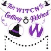 This Witch Is Getting Hitched Banner, Halloween Bachelorette Hen Party Supplies with Circle Dots Garland for Haunted Houses Home Decors