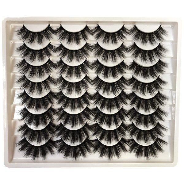 Gmagictobo False Eyelashes 20MM Thick Mink Lashes Pack 16 Pairs Fluffy Dramatic Fake Eyelashes 2 Styles 5D Long Soft Handmade Eye Lashes Multipack
