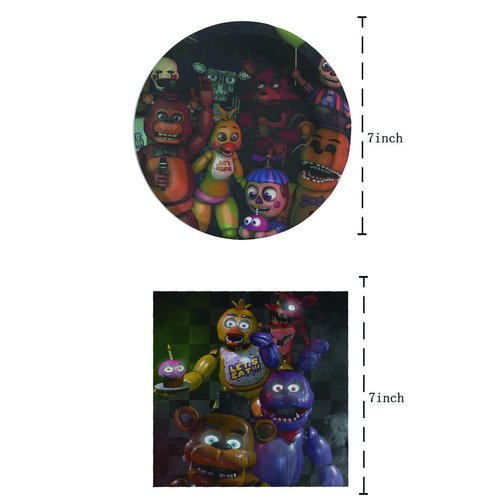 40pcs Five Nights Party Supplies Party Supplies include 20 plates, 20 napkins for the Five Nights Party Supplies birthday party decoration