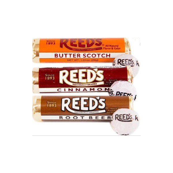Reeds Hard Candy Rolls- 6ct- 2 Root Beer, 2 Cinnamon, & 2 Butterscotch