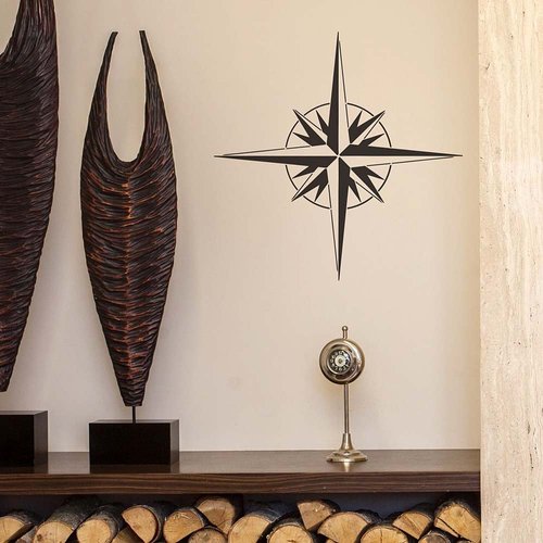 Explorer's Compass Wall Art Stencil - Reusable Stencils for Walls - Stencils for DIY Wall Decor - Childrens Room DIY Decor - by Cutting Edge Stencils (Small)