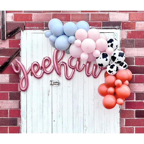 Yee Haw Balloons Yee Haw Banner for Cowgirl First Rodeo Birthday, Western Bachelorette Party Decorations (Pink)