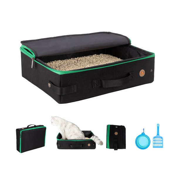 petisfam Portable Cat Travel Mobile Litter Box for Medium Cats and Kitties. Leak-Proof, Sturdy, Lightweight, Easy to Clean