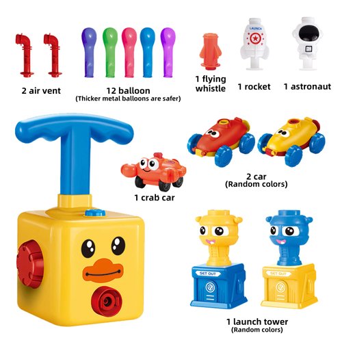 PZJDSR Balloon Powered Car,Balloon Launcher Car Toy Set with 12 PCS Balloons and Car Launchers,Balloon Toys for Kids Party Supplies Science Intelligence Education Toy for Children Ages 3+ (Yellow)