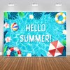 Sensfun Hello Summer Pool Party Backdrop Tropical Swimming Ring Balls Hawaiian Birthday Photography Background Boy Girls Baby Shower Party Supplies Aloha Luau Decorations Banner Photobooth Props 7x5ft