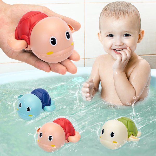 PADONISE 3 Pack Bath Toys for Toddlers 1-3, Cute Swimming Turtle Bath Toys for 1 2 Year Old Boy Girl Gifts, Animal Floating Wind Up Bathtub for Kids, Preschool Toddler New Born Infant Water Pool Toys