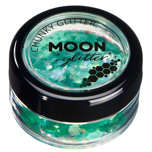 Moon Glitter Iridescent Chunky Glitter 100% Cosmetic Glitter for Face, Body, Nails, Hair and Lips - 0.10oz - Green