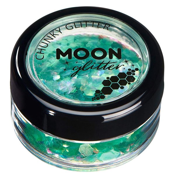 Moon Glitter Iridescent Chunky Glitter 100% Cosmetic Glitter for Face, Body, Nails, Hair and Lips - 0.10oz - Green