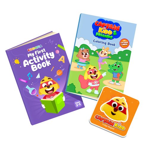 Kiddopia Creative Learning Bundle, My First Preschool Activity Set, Activity Book, Coloring Book, Free Captain Kidd DIY Fridge Magnet