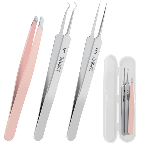 WSYUB Blackhead Remover Tweezers,Ingrown Hair Tweezers, Precision Blackhead Pimple Extractor, Cell Clips Tweezers, Tweezers for Women Facial Hair