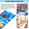 MECCANIXITY Ocean Tablecloth, 51x87 Inch Ocean Waves Water Pool Party Under The Sea Reusable Plastic Rectangle Table Cloth Cover for Beach Themed Party Shower Supplies Blue
