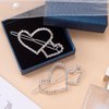 HINZIC 5pcs Rhinestones Hollow Heart Boho Hair Clips Barrette Bling Crystal Love Hair Pins Decorative Headdress Accessories for Women Girls Bride Party Prom Valentine(Silver)