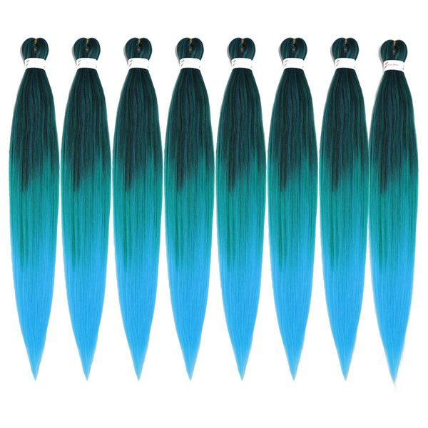 Pre Stretched Braiding Hair 8 Packs 30 inch Long Braiding Hair Prestretched Crochet Braids Hair Professional Yaki Straight Synthetic Hair Extensions(30",1B/Green/Blue)