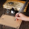 NOPOINO Vintage Quill Pen Ink Set,Feather Quill Pen with Wooden Calligraphy Pen, Including 7 Different Sizes of Nib, Calligraphy pen Set Gift & Women and Man(Grey)