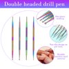 Jeffdad Nail Dotting Tool, 4 Pcs Professional Double-ended Nail Art Tools with Box, Dot Pen Metal Dot pen Nail Polish Paint Pen Dot Diamond Pattern Stainless Steel Dotting Tools Nail art(color)