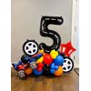 Race Car Balloons Wheel Tire Balloons 5th Birthday Party Decorations for Boys Foil Mylar Race Car Truck Bike Theme Party Supplies Favors Anniversary Decor Black and Red