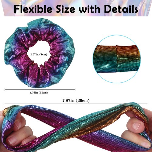 Beauty.H.C Shiny Metallic Scrunchies Elastic Hair Bands Hair Tie Ropes Scrunchy Soft Hair bobbles for Ponytail Holder fasion Hair Scrunchies for Girls Party Favorts 24Pcs