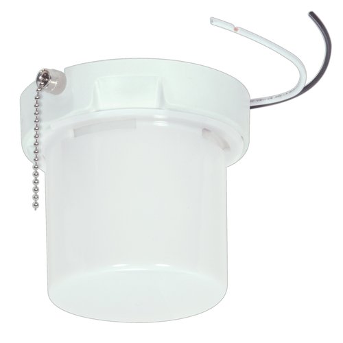 Satco 90/2616 13 Watt Squat Pull Chain Fluorescent Ceiling, Closet, Storage, Fixture with Twist-On Lexan Lens GU24 Base, Frosted