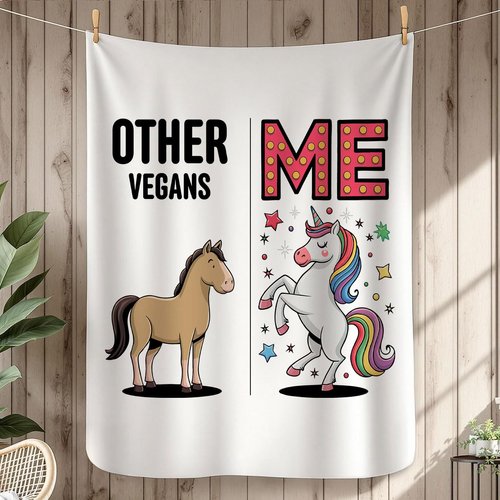 DesiDD Other Vegans Me Unicorn Blanket - Funny Vegan Throw Blanket for Coworker Staff Employee Boss Manager Gifts - Appreciation, Birthday, Christmas, Graduation - 50"x60"