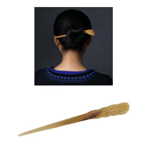 Lawie 7 Pack Vintage Retro Ancient Chinese Japanese Chopsticks Hair Sticks Pins Picks Cow Horn Handmade Carved Long Hollow Fork Pen Hairpins Clips Barrettes for Bun Chignon Decorative Hair Accessories