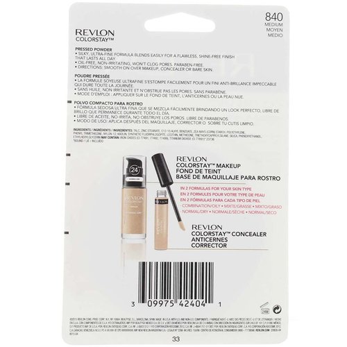 Revlon ColorStay Pressed Powder, Medium [840] 0.3 oz (Pack of 6)