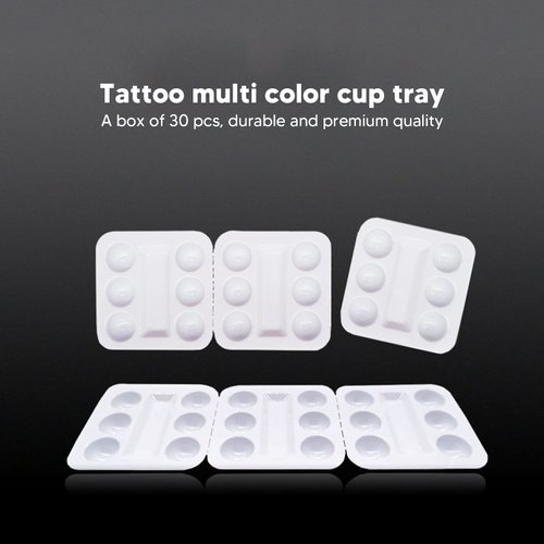 Ink Caps Holder, 30pcs Tattoo Ink Cup Tray Disposable Plastic Tattoo Ink Pigment Trays Stand for Eyebrow Ink Caps Plastic Tattoo Ink Cups Pigment Ink Caps Holder Supplies Kits