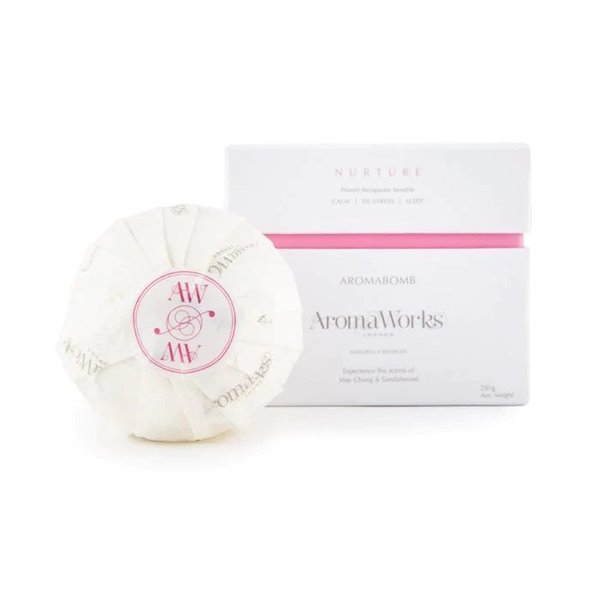 AromaWorks Nurture AromaBomb | Lift Your Mind and Invigorate Your Senses | May Chang, Chamomile, & Sandalwood Scents | Handmade in The United Kingdom | Relaxation Gift for Women | 8.81 Oz Bath Bomb