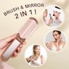 RHOS Folding Brush with Mirror for Women,Girls-Portable Mini Hair Brush for Purse,Small Pocket Hair Brush with Soft Nylon Bristles-Portable Brush with Mirror for Travel(Beige)