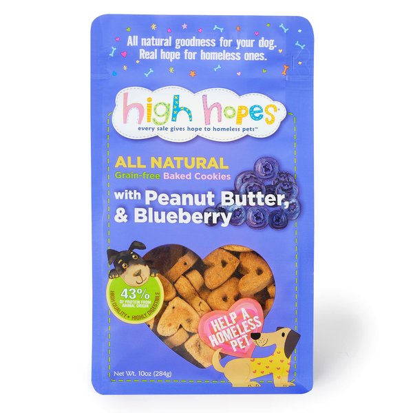 High Hopes - Every Purchase Gives Hope to Homeless Pets - Grain Free Peanut Butter & Blueberry Cookies