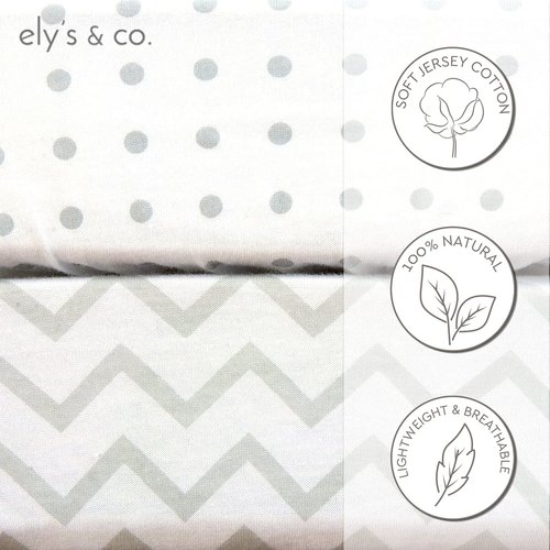 Crib Sheets Set 2 Pack - Baby Crib Sheets with 100% Jersey Cotton - Crib Sheets for Boys and Girls, Newborn Essentials (Crib, Grey)