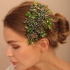 BERYUAN Green Crystal Rhinestone Hair Comb Wedding Rhinestone Hair Accessory Teardrop Rhinestone Headband Green Beads Hair Piece for Wedding Women and Girls
