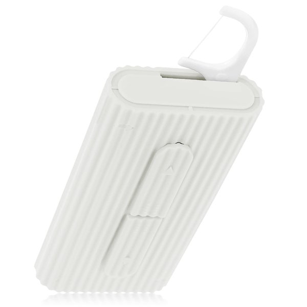 WLLHYF Portable Dental Floss Case Automatic Dental Floss Pick Organizer Case Travel Flosser Dispenser Storage Case Refillable Holder Boxes with 10 Floss Picks for Teeth Cleaning (White)
