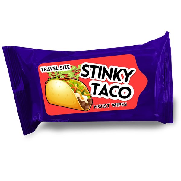 Stinky Taco Wipes - Travel Size Moist Wipes for Taco Lovers - Funny Adult Gag Gifts for Men and Womens Stocking Stuffers for Christmas Gift Basket Filler