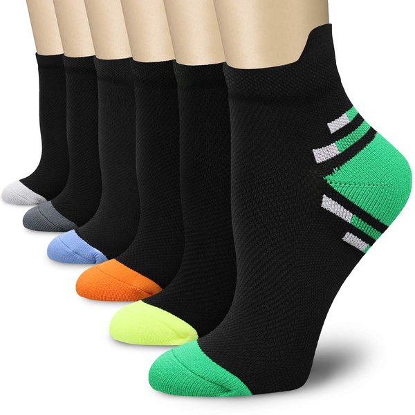 QUXIANG Compression Socks for Women & Men Circulation 3/6/7 Pairs Arch Ankle Support 15-20 mmHg Best for Running Cycling (Multi 34,L/XL)