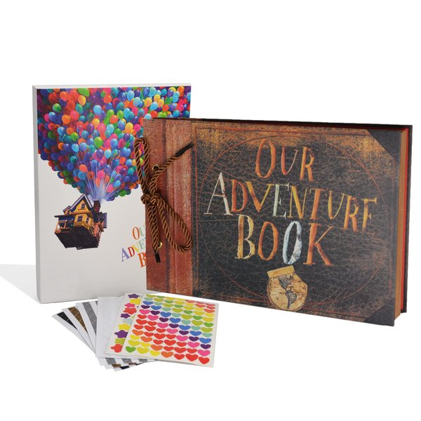 Scrapbook Photo Album, Photo Book, Our Adventure Book, Scrap book with Hard Cover Movie Up Travel Scrapbook for Anniversary, Wedding, Travelling (our adventute)