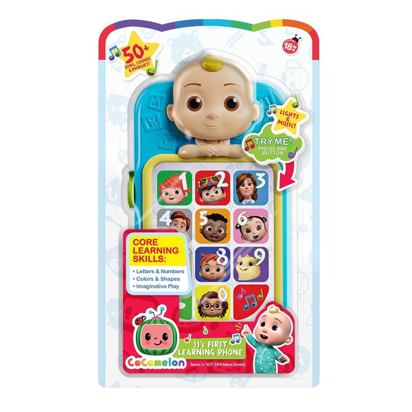 CoComelon JJ’s First Learning Toy Phone for Kids, Lights, Sounds, Music, Letters, Numbers, Colors, Shapes, and Weather, Officially Licensed Kids Toys for Ages 18 Month by Just Play