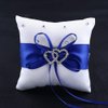 Yosoo 20cm×20cm Bridal Wedding Pocket Ring Pillow Cushion Bearer with Double Hearts Decoration, Blue