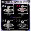 dreamynini Planet Nail Charms 20Pcs for Acrylic Nails Y2K 3D Rhinestones Gems Silver Diamond Jewelry Kawaii DIY Art Decoration Supplies Girls and Women (Pink,Silver,Black,Galaxy)