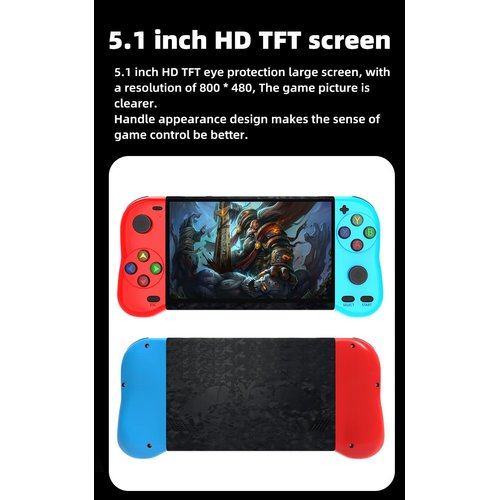 HLF 5.1 inch Screen Retro Video Game Console Portable Handle shape Design Built in 12000 games Hdmi output Mp3 mp4 e-book rechargeable battery