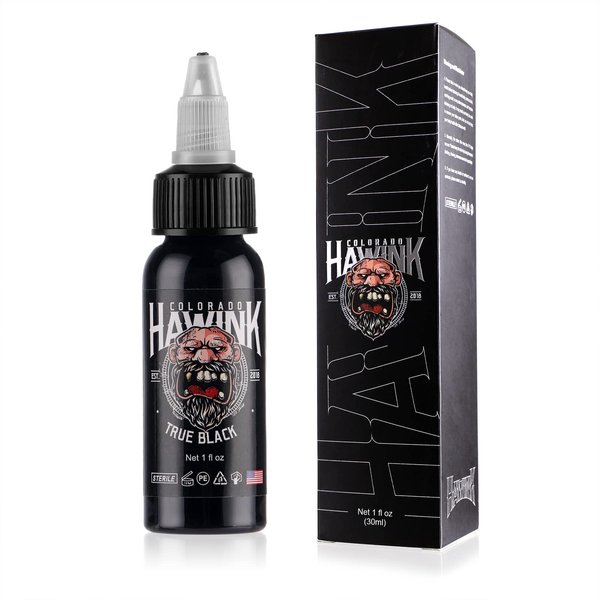 HAWINK Black Tattoo Ink 1 oz (30ml) Vegan-Friendly USA Standard Pigment Tattoo Supplies True Black TI203-30-001