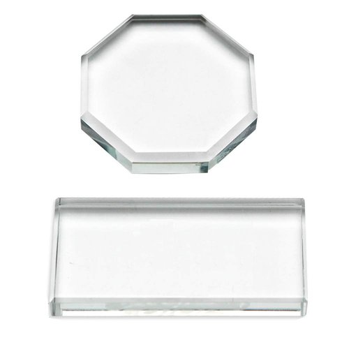 2Pcs Professional Eyelash Extension Adhesive Glue Pallet Crystal Glass Eye Lash Base Pad Tray Stand Holder for Fake Eyelashes Extension Makeup Cosmetic Nail Palette Tool, Octagon and Rectangle